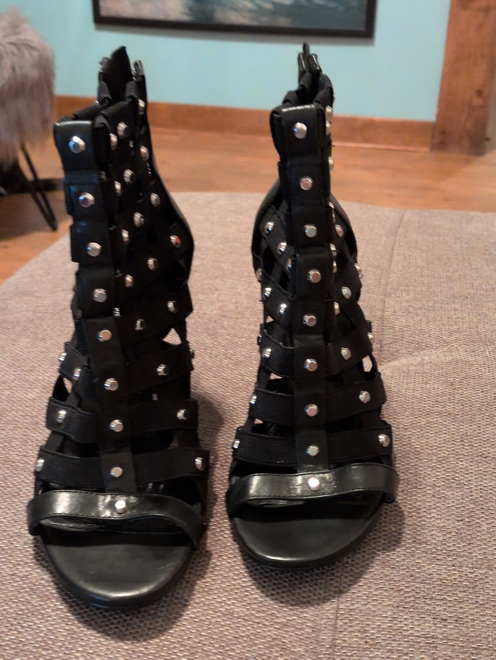 Michael Kors Black Studded Gladiator Heels